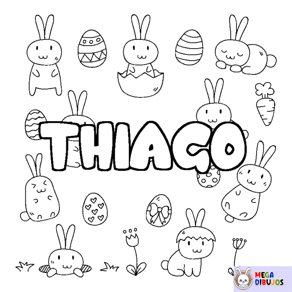 Coloración del nombre THIAGO - decorado Pascua