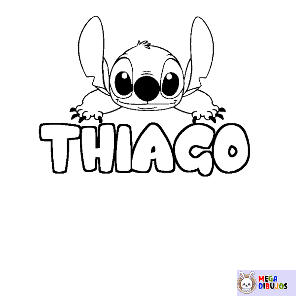 Coloración del nombre THIAGO - decorado Stitch