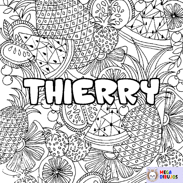 Coloración del nombre THIERRY - decorado mandala de frutas