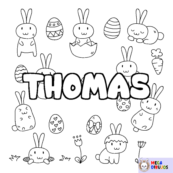 Coloración del nombre THOMAS - decorado Pascua