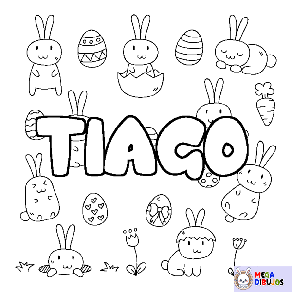 Coloración del nombre TIAGO - decorado Pascua