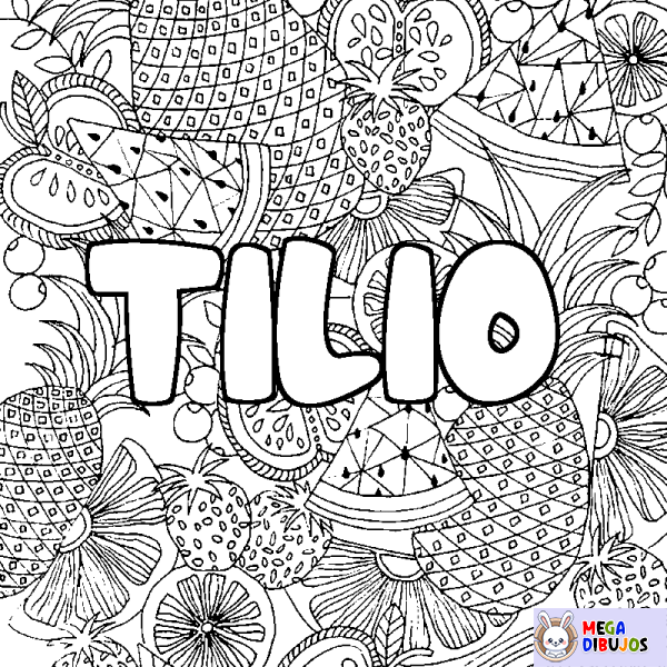 Coloración del nombre TILIO - decorado mandala de frutas