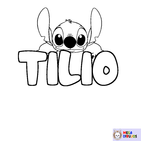 Coloración del nombre TILIO - decorado Stitch