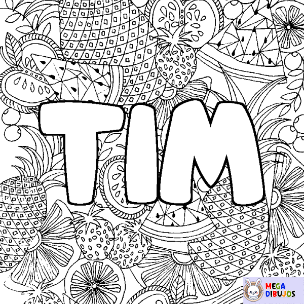 Coloración del nombre TIM - decorado mandala de frutas