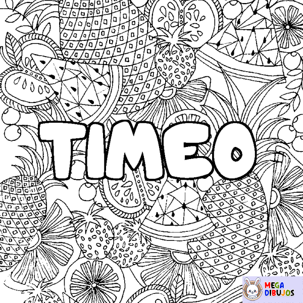 Coloración del nombre TIMEO - decorado mandala de frutas