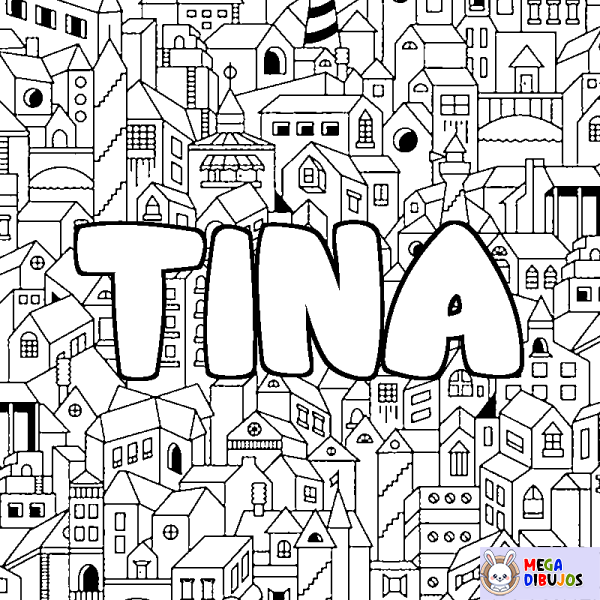 Coloración del nombre TINA - decorado ciudad