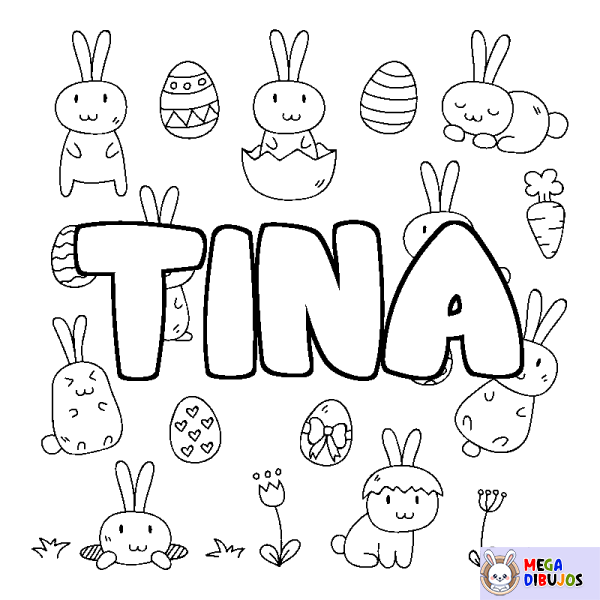 Coloración del nombre TINA - decorado Pascua