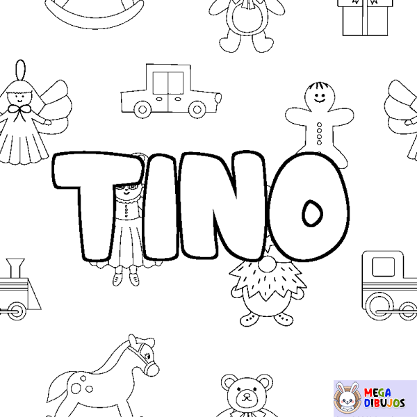 Coloración del nombre TINO - decorado juguetes