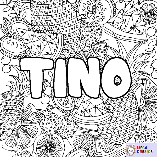 Coloración del nombre TINO - decorado mandala de frutas