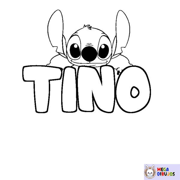 Coloración del nombre TINO - decorado Stitch