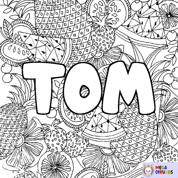 Coloración del nombre TOM - decorado mandala de frutas