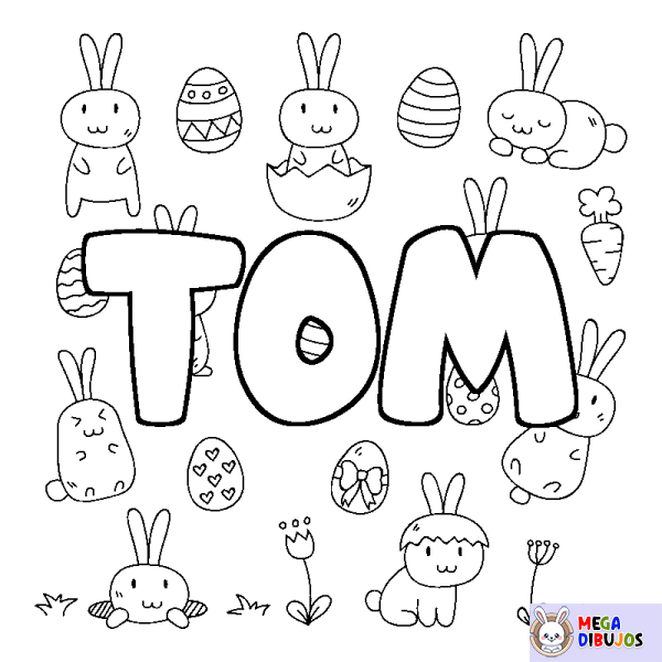 Coloración del nombre TOM - decorado Pascua