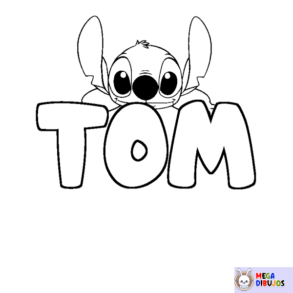 Coloración del nombre TOM - decorado Stitch