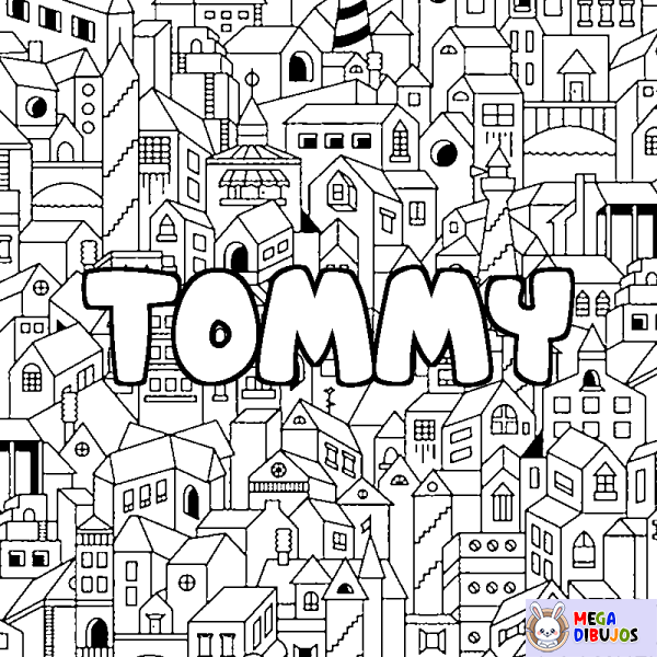 Coloración del nombre TOMMY - decorado ciudad