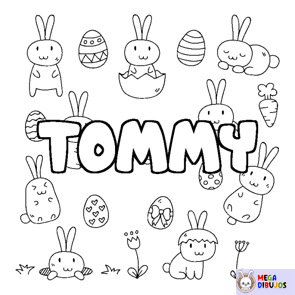 Coloración del nombre TOMMY - decorado Pascua