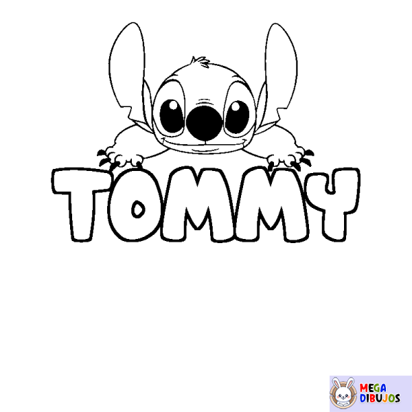 Coloración del nombre TOMMY - decorado Stitch