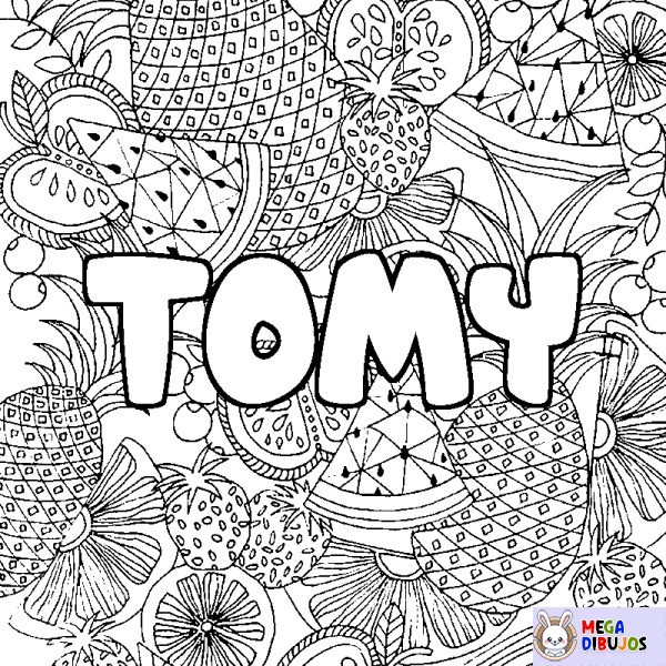 Coloración del nombre TOMY - decorado mandala de frutas