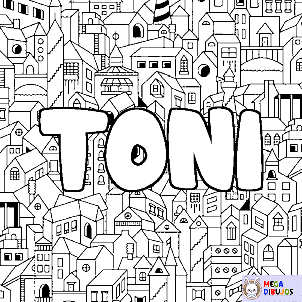 Coloración del nombre TONI - decorado ciudad