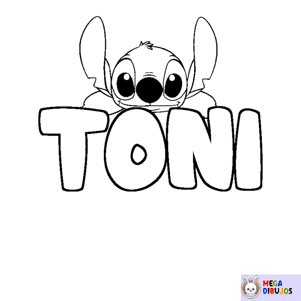 Coloración del nombre TONI - decorado Stitch