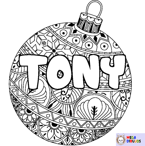 Coloración del nombre TONY - decorado bola de Navidad