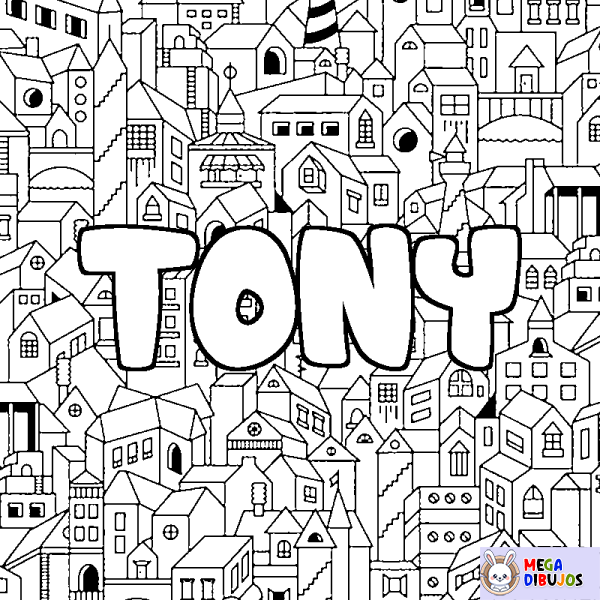 Coloración del nombre TONY - decorado ciudad