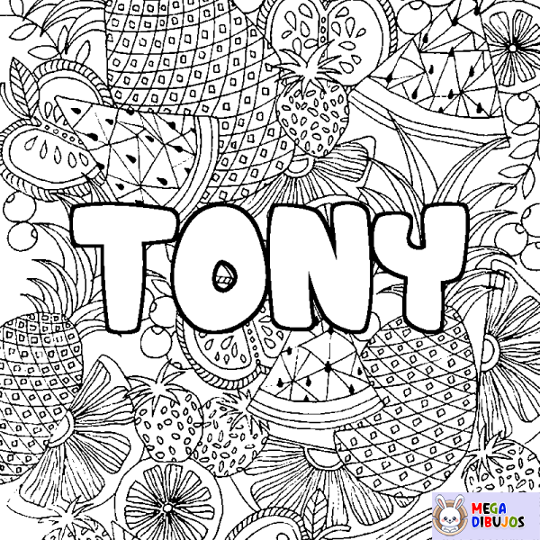 Coloración del nombre TONY - decorado mandala de frutas