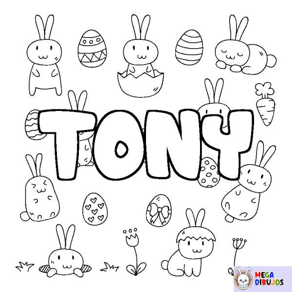 Coloración del nombre TONY - decorado Pascua