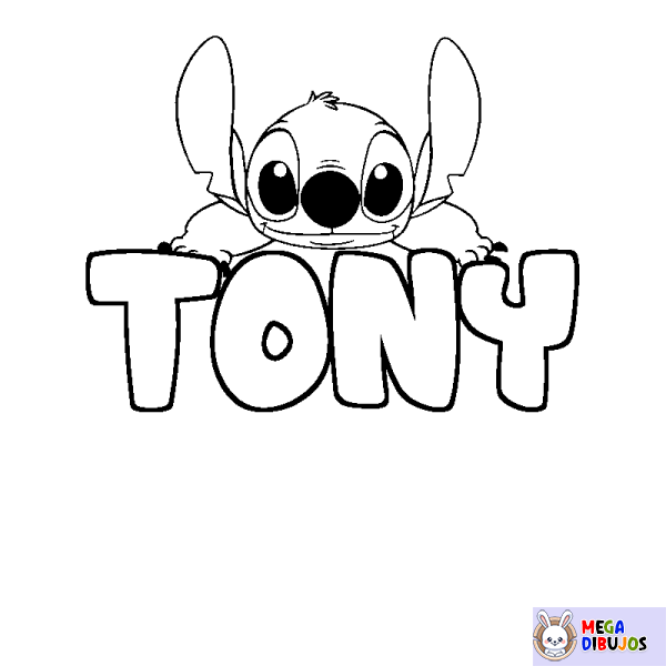 Coloración del nombre TONY - decorado Stitch