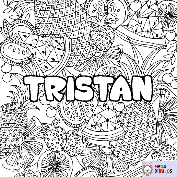 Coloración del nombre TRISTAN - decorado mandala de frutas