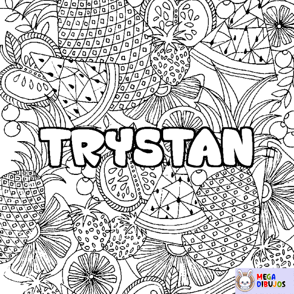 Coloración del nombre TRYSTAN - decorado mandala de frutas