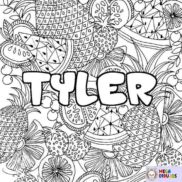 Coloración del nombre TYLER - decorado mandala de frutas