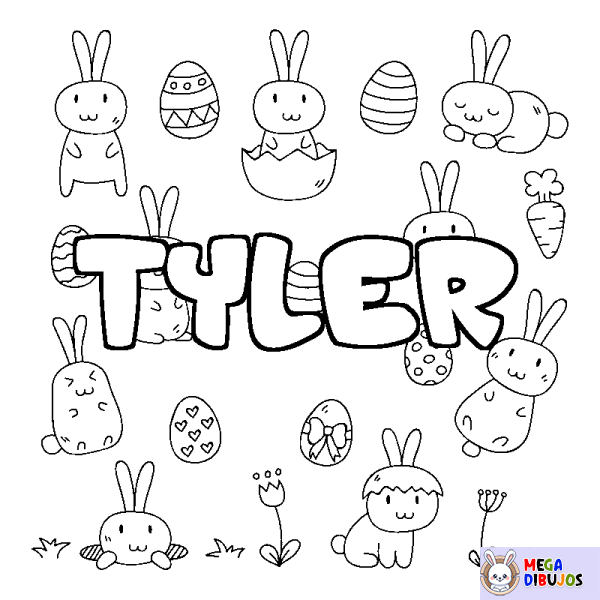 Coloración del nombre TYLER - decorado Pascua