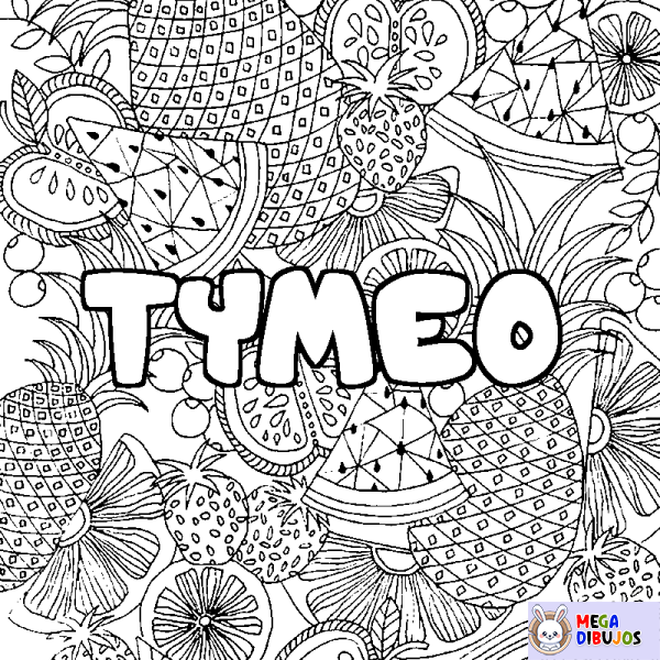 Coloración del nombre TYMEO - decorado mandala de frutas