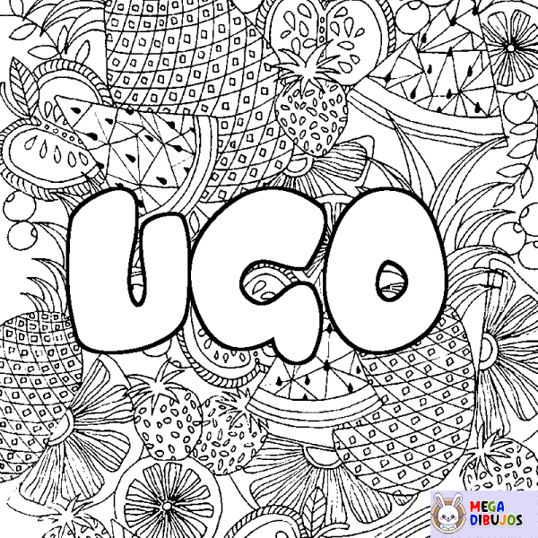 Coloración del nombre UGO - decorado mandala de frutas