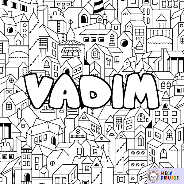 Coloración del nombre VADIM - decorado ciudad