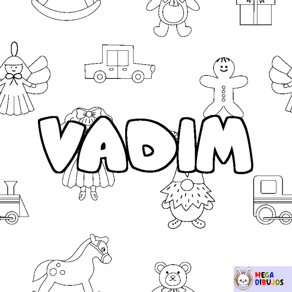 Coloración del nombre VADIM - decorado juguetes