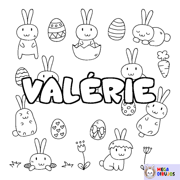 Coloración del nombre VAL&Eacute;RIE - decorado Pascua