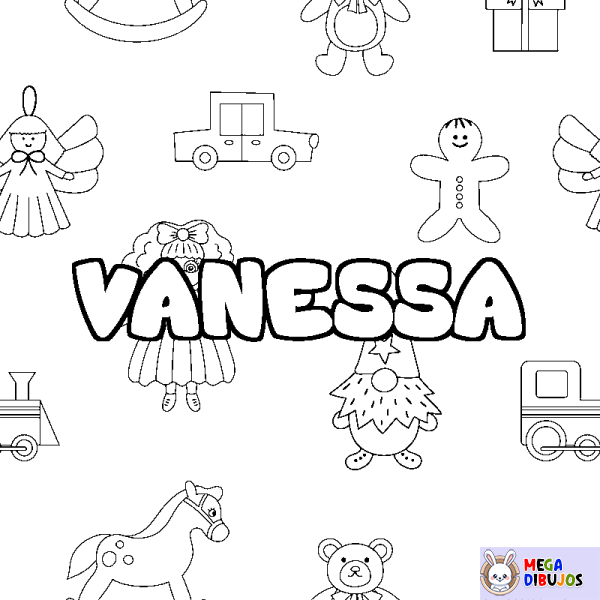 Coloración del nombre VANESSA - decorado juguetes