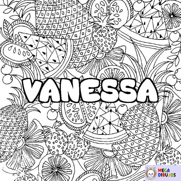 Coloración del nombre VANESSA - decorado mandala de frutas