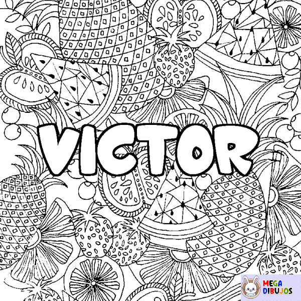 Coloración del nombre VICTOR - decorado mandala de frutas