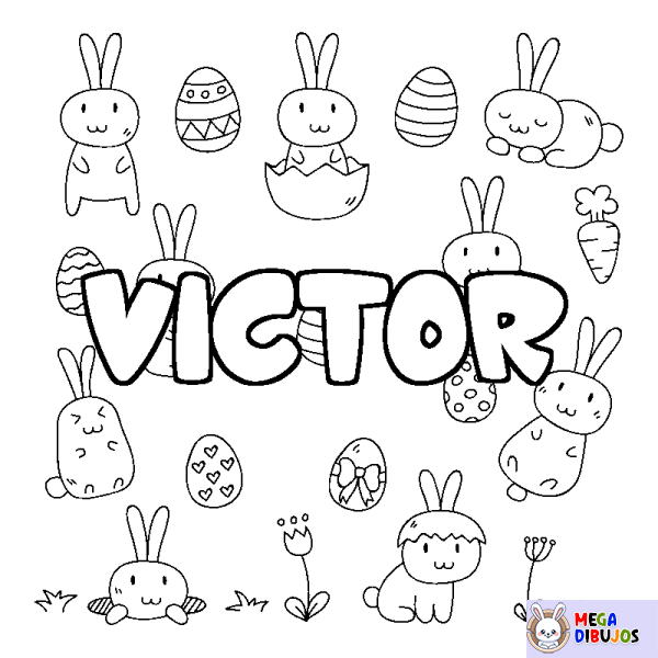 Coloración del nombre VICTOR - decorado Pascua