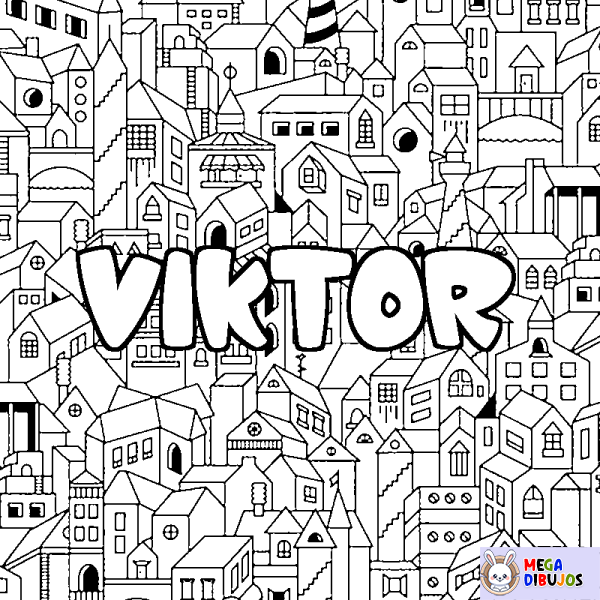 Coloración del nombre VIKTOR - decorado ciudad