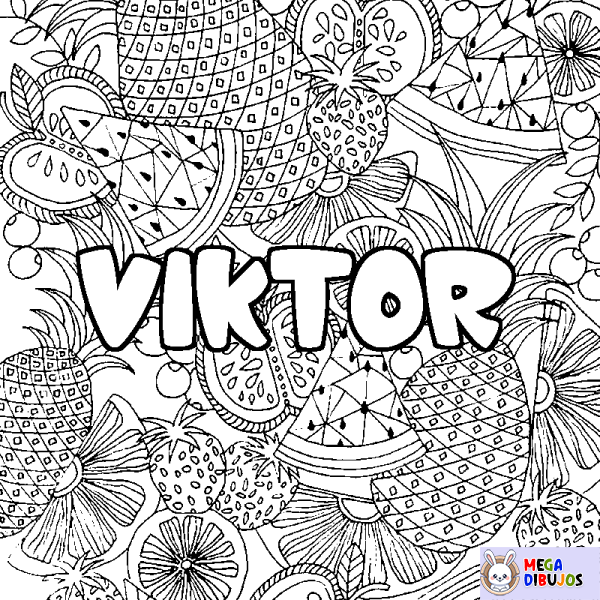 Coloración del nombre VIKTOR - decorado mandala de frutas