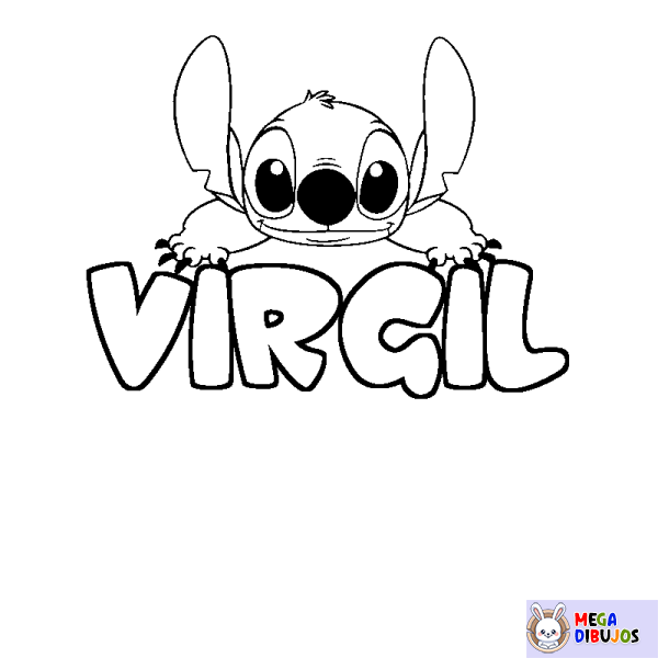 Coloración del nombre VIRGIL - decorado Stitch