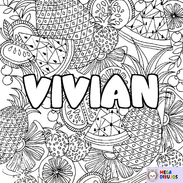 Coloración del nombre VIVIAN - decorado mandala de frutas