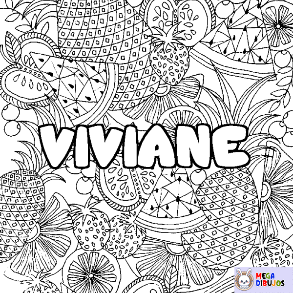 Coloración del nombre VIVIANE - decorado mandala de frutas