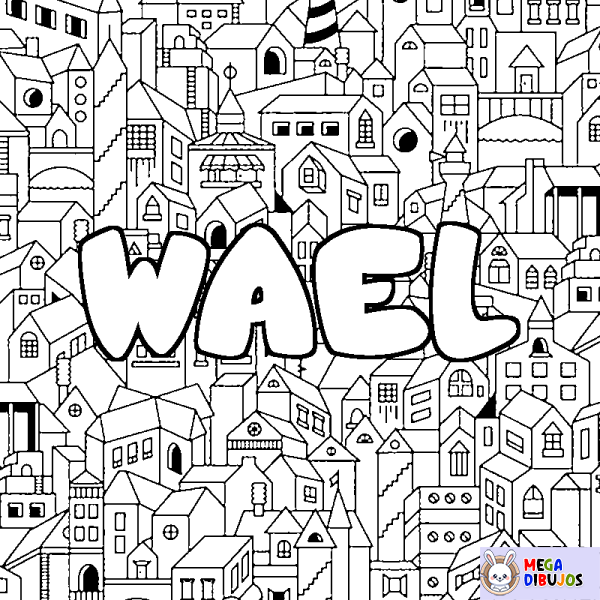 Coloración del nombre WAEL - decorado ciudad