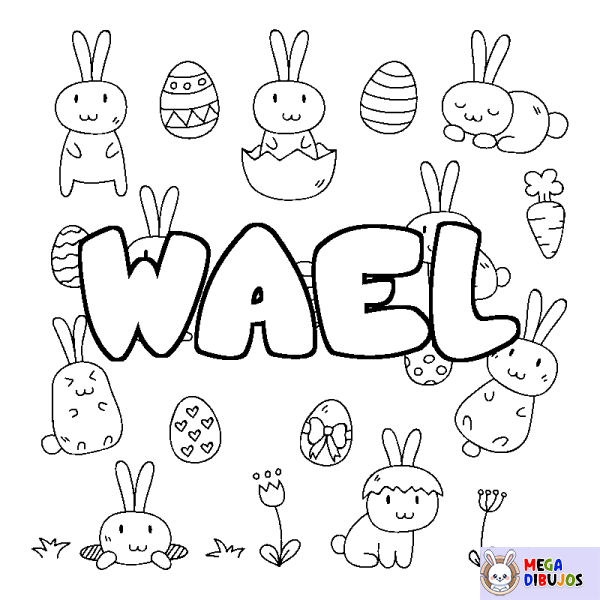 Coloración del nombre WAEL - decorado Pascua