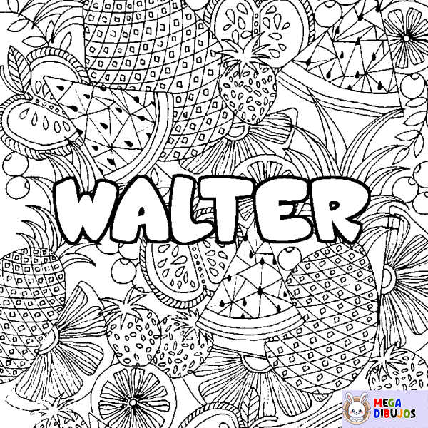 Coloración del nombre WALTER - decorado mandala de frutas