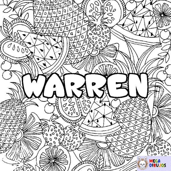 Coloración del nombre WARREN - decorado mandala de frutas